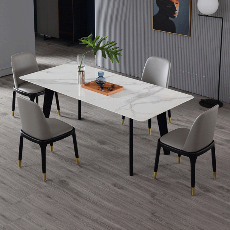 Milan Nordic 6 people dining table and chairs combined small family home online red rice table with modern minimalist marble table