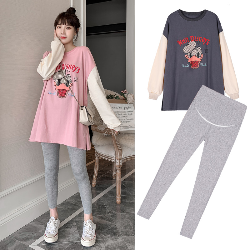 Pregnant women's autumn suit out fashion 2021 early autumn long sleeve on tide hot mom's spring and autumn vests dress