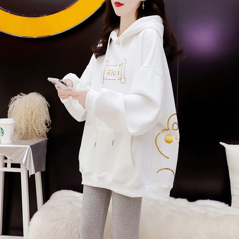 Pregnant women's autumn clothing suit fashion models 2023 new autumn and winter plus suede hat guard clothing spring autumn season long sleeve blouses foreign air-Taobao