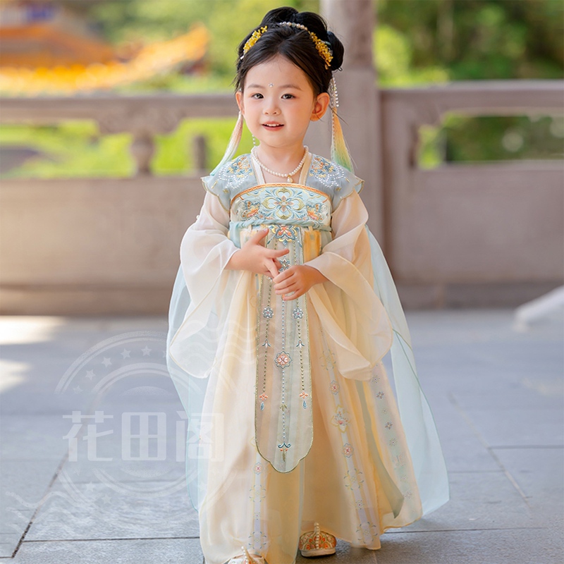 Hanfu for Girls, New Chinese Style Children's National Style Mid-Autumn Festival Tang Suit, Little Girl's New Super Fairy Princess Dress Set Hanfu for Girls, New Chinese Style Children's National Style Mid-Autumn Festival Tang Suit, Little Girl's New Super Fairy Princess Dress Set
