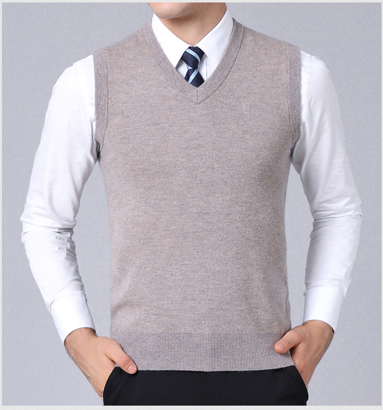 Playboy 100% áo len nguyên chất vest nam vest vai cha mùa đông ấm áo len áo len áo vest nam