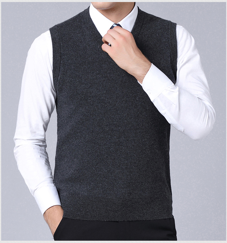Playboy 100% áo len nguyên chất vest nam vest vai cha mùa đông ấm áo len áo len áo vest nam