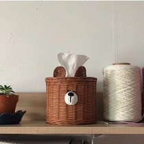 ins Nordic childrens house rattan chicked bear head tissue box folk juku decorative pendulum pieces crammy paper towels box