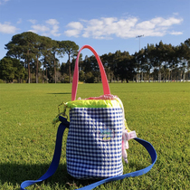 ins custom smiley face plaid cuddly bucket bag buns buns bag baby handbag slanted satchel prop bag toy bag