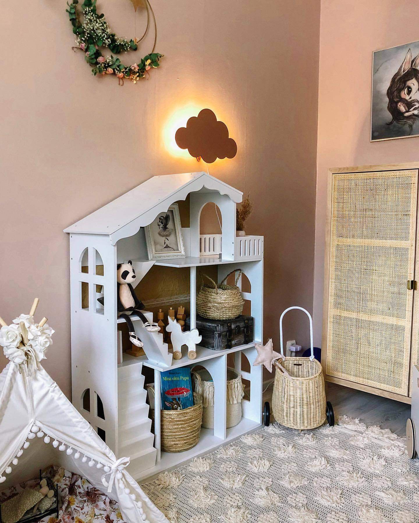 ins customized original single Danish children's bookcase bookcase Toys dators dress up Home Wine Toys Eva's House House Containing Cabinet