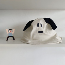 A cute puppy ear hat ins baby fishermans hat male and female child sun hat wind sun hat