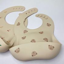ins new products Korea baby round mouth silicone bib for dinner pocket newborns round mouth spat towel silicone bib