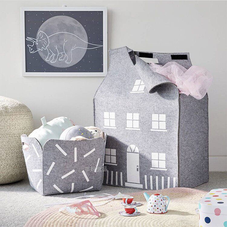 INS wind children's room small house storage bag Wool felt storage bag Home decoration photo props Children's toys