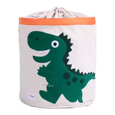 Oversized organic cotton cartoon children's toy storage barrel with drawstring drawstring sealing bag basket