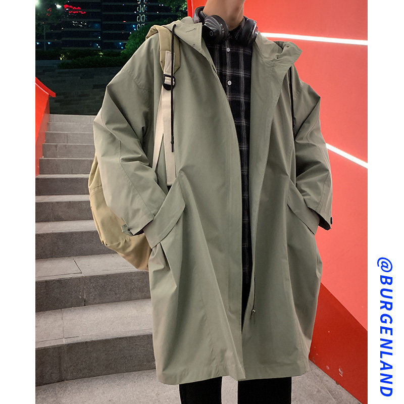 Windbreaker men's spring and autumn 2021 new Korean version of the trend in the long version of the thin coat advanced sense cloak cloak jacket