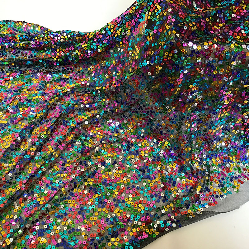 Colorful Sequin Black BackgroundMelon seed slice Sequins Sequins tablecloth decorate stage Water drop Sequins cloth Clothing fabric Wedding Netting cloth