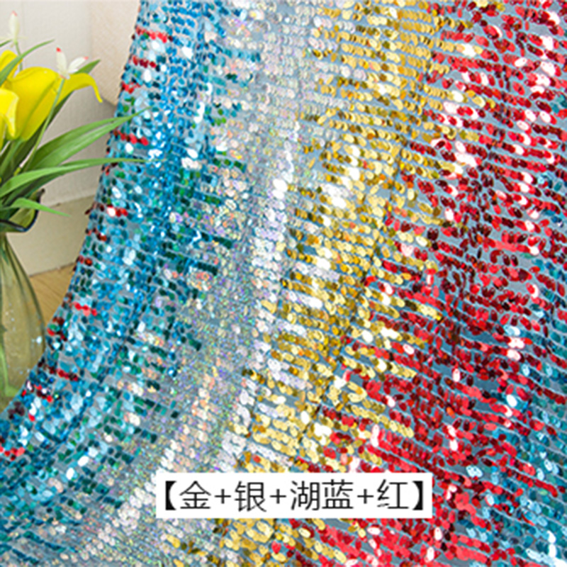 Gold + Silver + Lake Blue + RedMelon seed slice Sequins Sequins tablecloth decorate stage Water drop Sequins cloth Clothing fabric Wedding Netting cloth