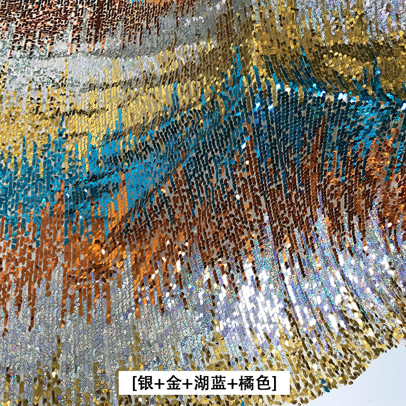 [Silver + Gold + Lake Blue + Orange]Melon seed slice Sequins Sequins tablecloth decorate stage Water drop Sequins cloth Clothing fabric Wedding Netting cloth