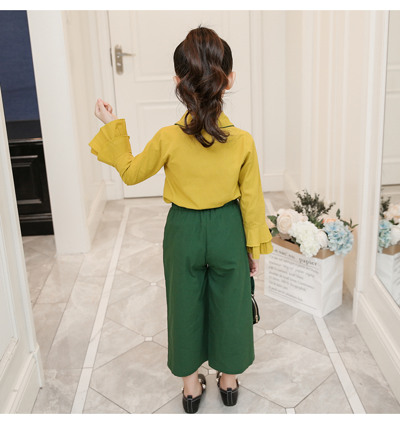 Cô gái mùa thu 2018 mới thời trang trẻ em lớn trẻ em mùa thu thủy triều thời trang yếm hai mảnh thoi trang tre em