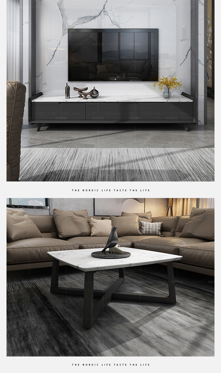 Neville hiện đại tối giản sofa da bàn cà phê TV tủ bàn ăn và ghế kích thước căn hộ phòng khách đồ nội thất tùy chỉnh kệ tivi đẹp