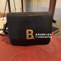 British Bicester fold Balenciaga Balenciaga lizard pattern black gold label box square bag messenger bag