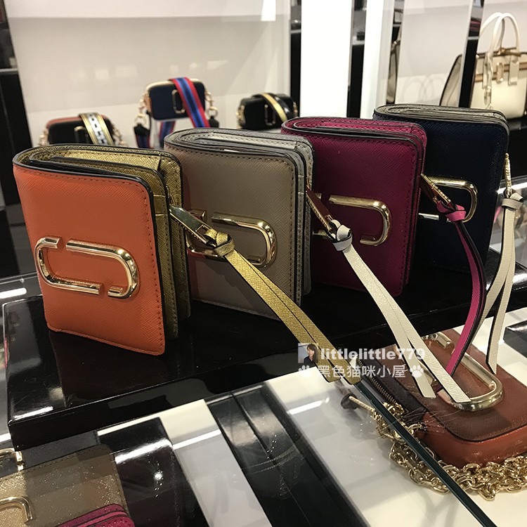 Marc Jacobs new colorblock embossed cowhide leather zipper snap button short mid-length wallet American generation