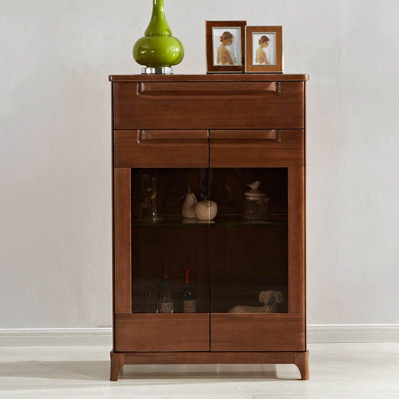 Bright (furniture) home living room foyer cabinet shoe cabinet elm glass rubber wood hall cabinet 858-3601-85