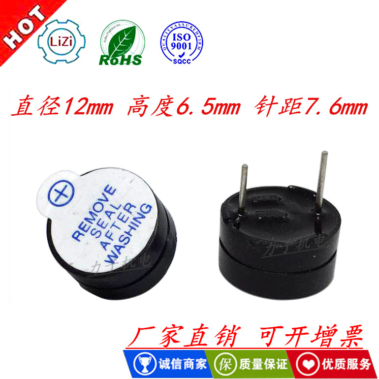 Factory ymd12065 thin buzzer continuous sound active straight plug short body 12065 buzzer 3v5v