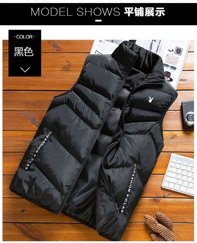 Playboy VIP xuống cotton vest nam mùa thu và mùa đông vest nam ấm áp áo khoác trẻ trung áo ghi lê
