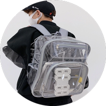 Transparent backpack male high school student school bag PVC dust-free plastic bag female waterproof fitness bag swimming storage backpack