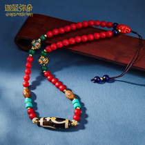 (Ganya Miduo) original Tibetan fire for three-eyed treasure bottle celestial beads choker pendant colored glaze snow Bazhu necklace