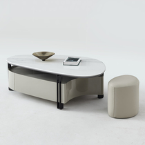 Modern light luxury microcrystalline stone coffee table TV cabinet combination floor cabinet small apartment simple Nordic marble living room furniture