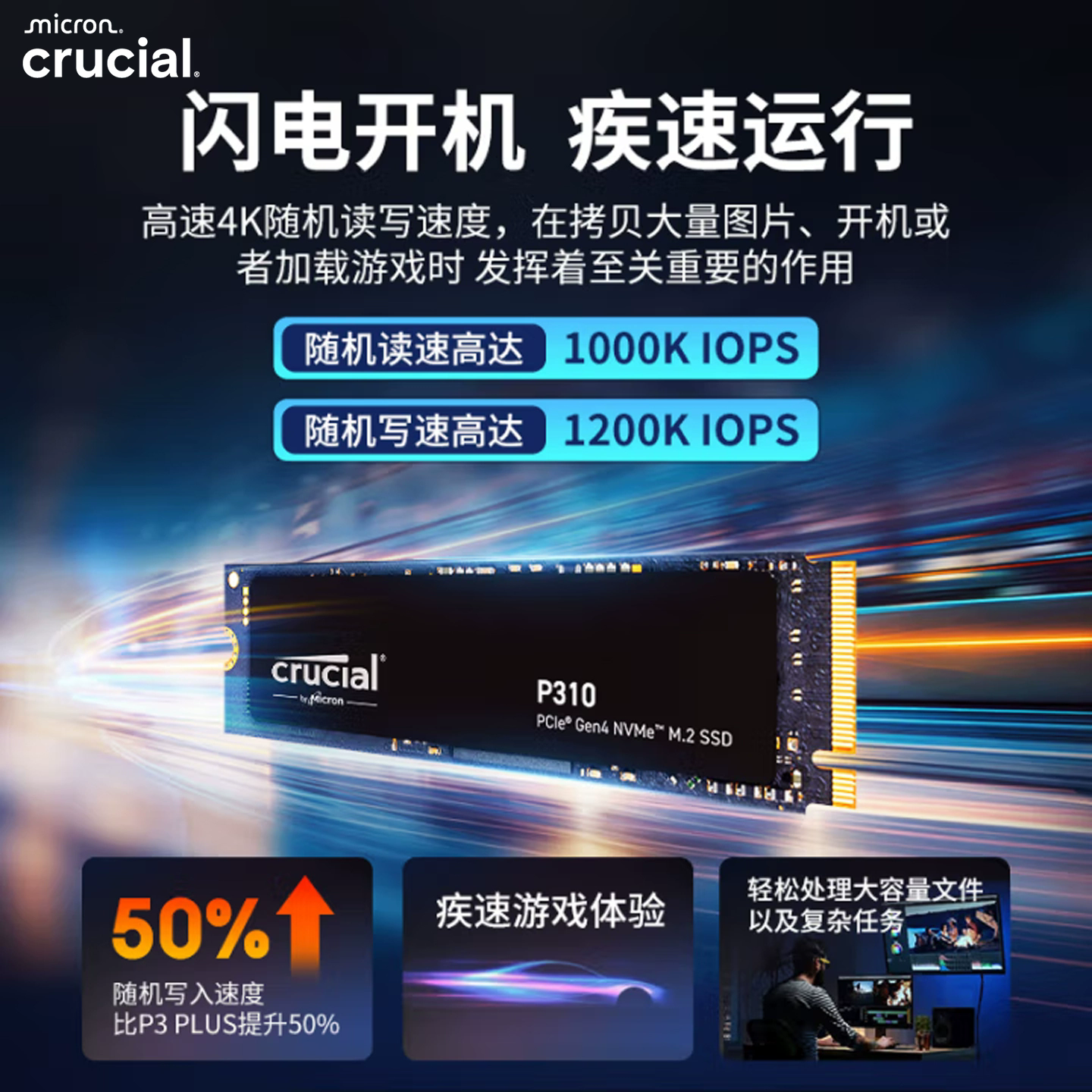 Ying Ruida P310 твердотельный накопитель m2 Micron частицы 1T Pcie4.0 настольный компьютер SSD ноутбук