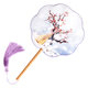 Flower-shaped ancient-style round fan for women, palace round fan, Chinese-style classical Hanfu long-handled tassel retro dance fan props