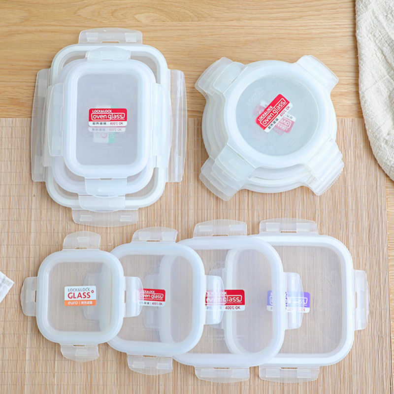 Four-side buckle glass refreshing box microwave lunch box containing sealed box cover Sub accessories Lunch Box Bowl sealed cover-Taobao
