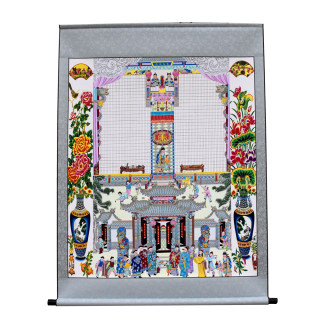 21代祖先堂布料家堂轴子家谱挂画老祖宗老式族谱宗谱卷轴仿古