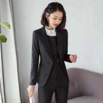 Stripe suit professional suit women 2019 autumn and winter New ol long sleeve interview dress overalls set tooling