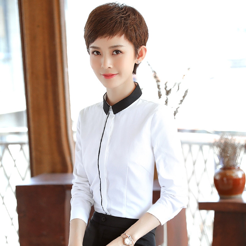 Fall Pro White Shirt Woman Long Sleeve 2017 New Korean Version Sashimi 100 Hitch Student Ol Positive Dress Tooling Lining-Taobao