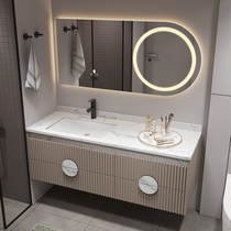 Modern Minimalist Toilet Rock Board Bath Room Cabinet Combination Solid Wood Wash-Face Wash-Sink Basin Cabinet Washstand Bathroom Cabinet