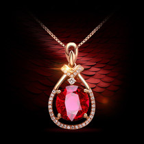 Necklace Female princess temperament red crystal water drop pendant Fashion clavicle chain to send student girl birthday gift