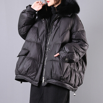  Shuya winter clothing new Korean loose plus size literary fox fur collar short bread down jacket womens short jacket