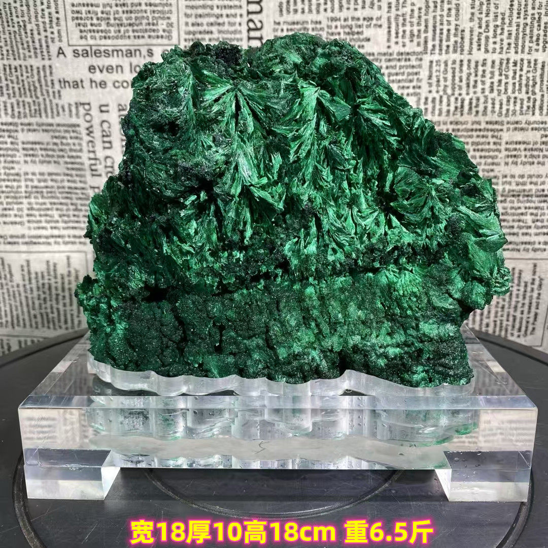 针状孔雀石原石矿物晶体矿石标本天然奇石客厅书房桌面观赏摆件