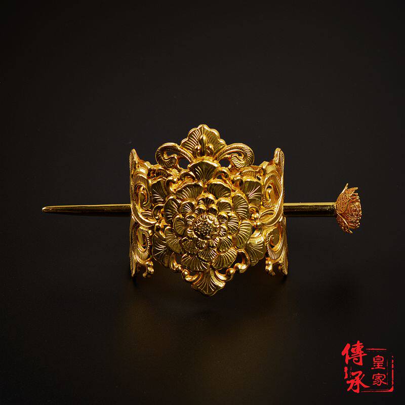 Original Zhengyang peony beam hair crown pure handmade chisel