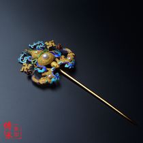 Imitation Qing Dynasty vintage Fu Lu inlaid hairpin Hanfu with film and television props Qing Palace drama headdress Hair accessories hairpin