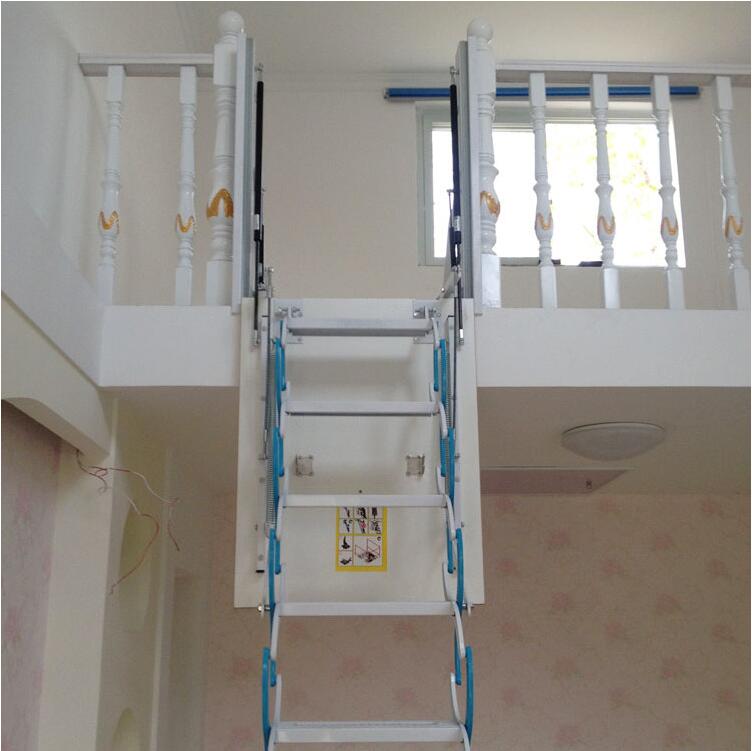 Attic Retractable Staircase Home Side Mounted Staircase Titanium Magnesium Carbon Steel Home Retest Villa Extension Ladder Invisible Folding Ladder