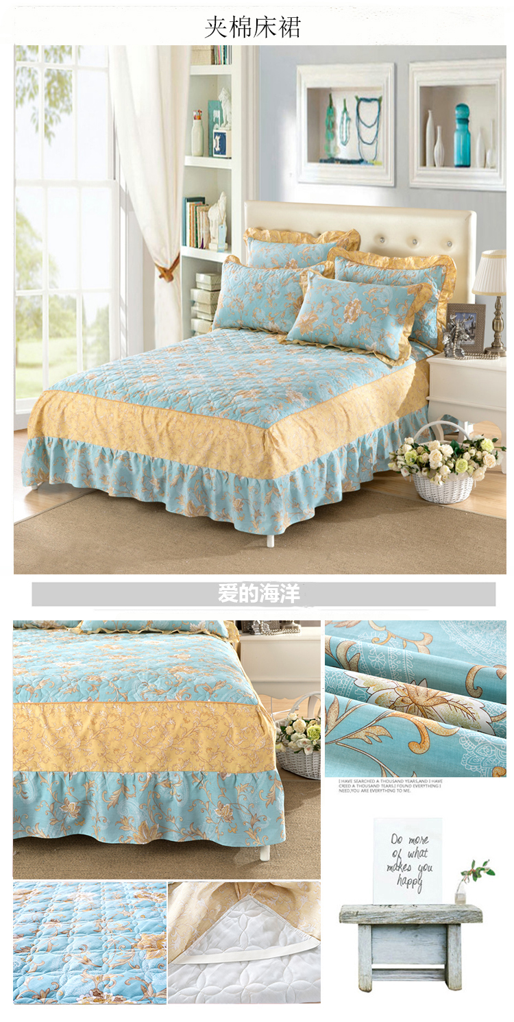 doanh nghiệp bông bedspread bông giường váy Hàn Quốc dày bông và bông loại khăn trải giường váy giường bảo vệ mùa thu và mùa đông nắp trượt - Váy Petti drap giường có viền
