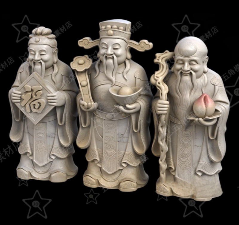 Fulu Shou Fuxing Lusxing Shuxing Three-Star 3D Model Round Sculpture File Stl File Three-Dimensional File 627 Fulu Shou Fuxing Lusxing Shuxing Three-Star 3D Model Round Sculpture File Stl File Three-Dimensional File 627
