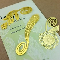 Korean stationery 12 exquisite creative bookmarks Pure copper gold hollow metal bookmarks