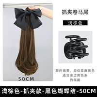 Красная заколка-крабик с бантиком, 50см