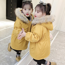 South Korean girls winter dress mid-length 2021 new CUHK child plus suede thickened foreign air children sent to overcome the burst