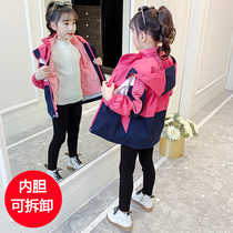 South Koreas autumn and winter new girls submachine clothing foreign air mesh red identical blouse and velvet jacket for children with outdoor wind clothes
