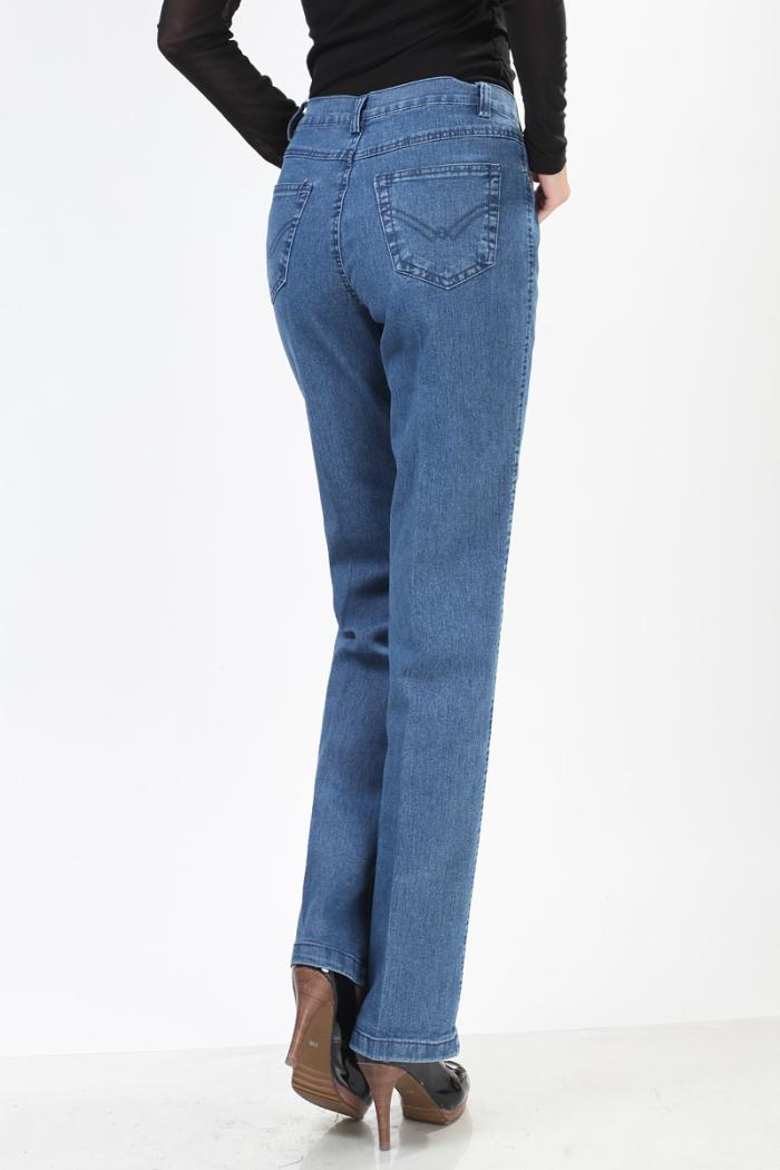 Quần jean nữ trung niên và già quần cotton co giãn mùa thu quần nữ cao eo thẳng quần giản dị Quần mẹ XL quần jean baggy nữ