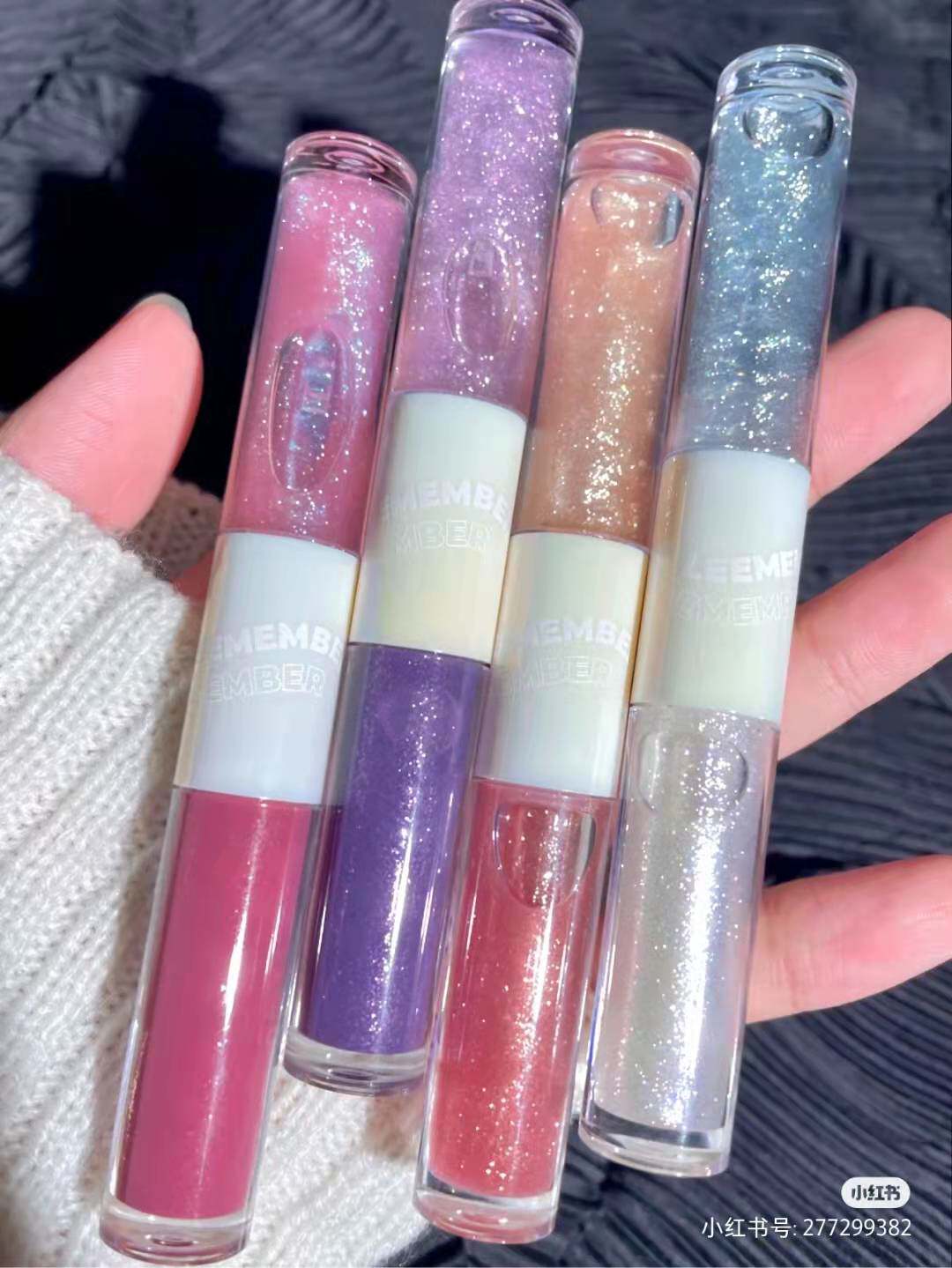 Double-headed broken glass lip gloss~LEEMEMBER Limeng new product crushed ice series double-headed lip glaze