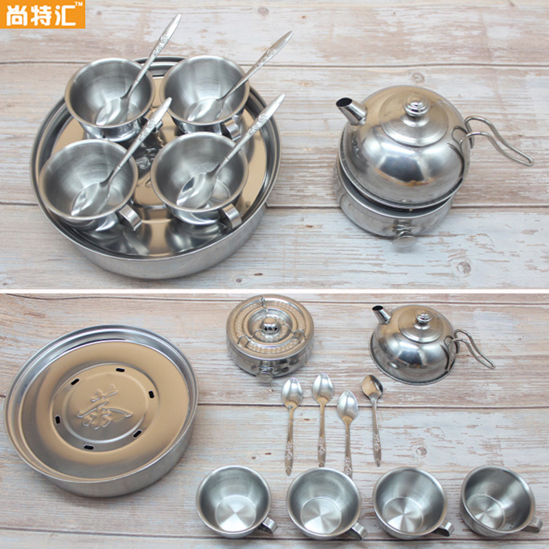 Children's home stainless steel small Kung Fu tea teapot tea tray coffee cup set male baby small toy ornaments