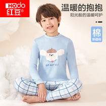 Red Bean Boy Underwear Suit Pure Cotton Children Full Cotton Autumn Clothes Autumn Pants Autumn Winter CUHK Childrens Baby Sleepwear Cotton Sweatshirt